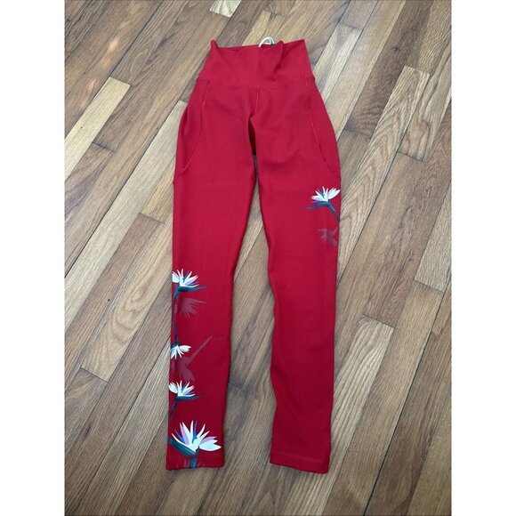 adidas Pants - Adidas Thebe Magugu Women's Red Bird of Paradise Leggings Size XS